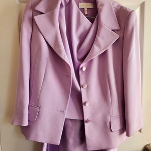 ESCADA Womens Skirt 3-pc. Suit Lilac Solid Silk Vintage